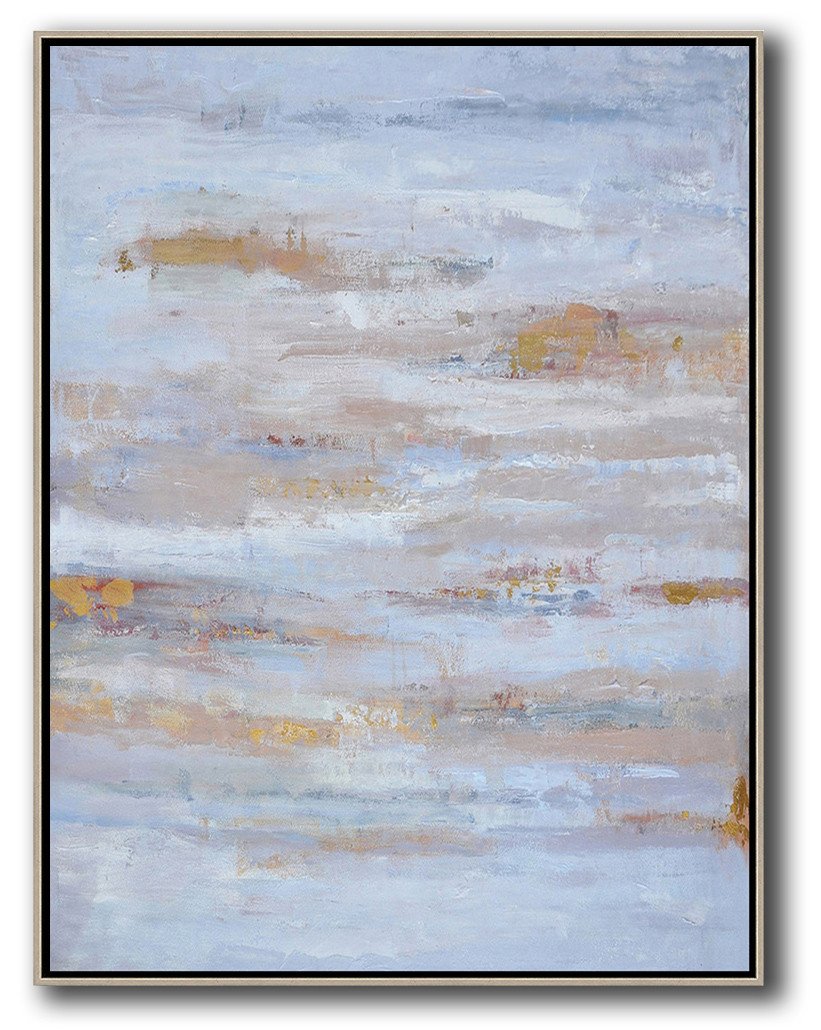 Large Abstract Art Handmade Oil Painting,Oversized Abstract Landscape Painting,Hand Painted Original Art,Blue,Grey,Gold.etc
